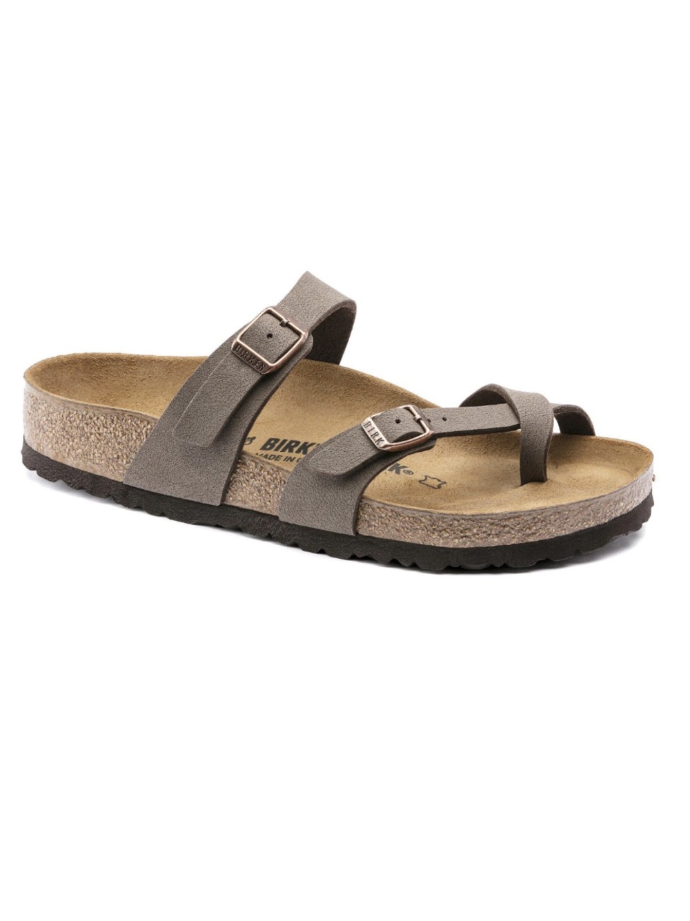 Birkenstock Sandals Mayari Gray Taupe Nubuck Leather Two-Strap Slip On Size 38